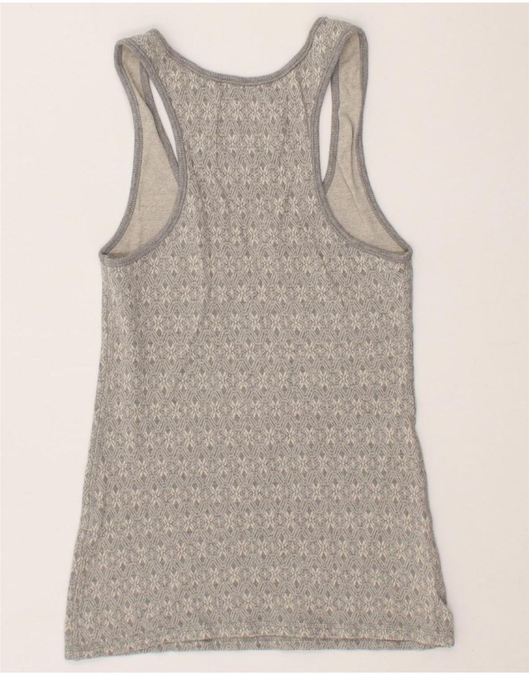 JACK WILLS Womens Vest Top UK 10 Small Grey Geometric Cotton Vintage Jack Wills and Second-Hand Jack Wills from Messina Hembry 