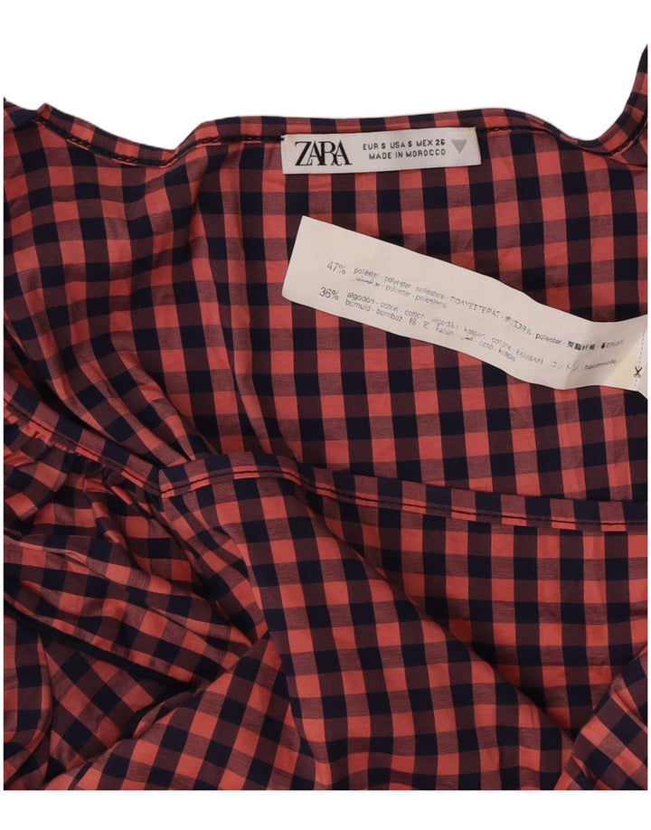 Zara Γυναικείο φόρεμα Empire Ruffle UK 10 Small Pink Gingham Polyester