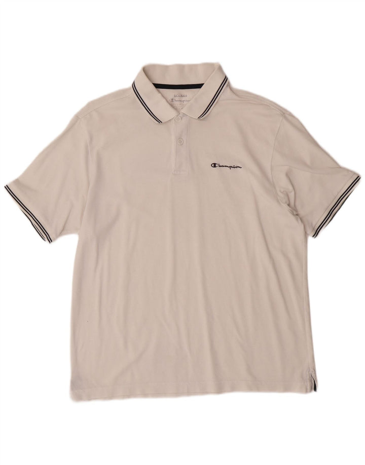 CHAMPION Mens Polo Shirt Medium White