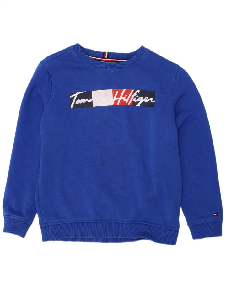 TOMMY HILFIGER Γραφικό φούτερ για αγόρια πουκάμισο 8-9 ετών Μεσαίο μπλε βαμβακερό
