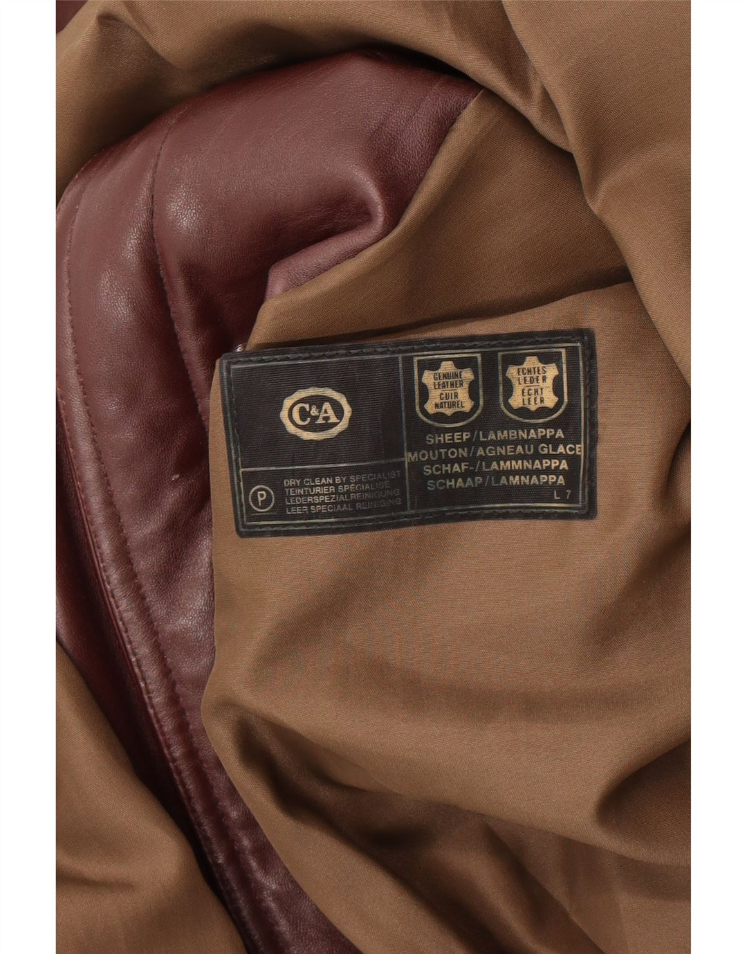 C & A Ανδρικό δερμάτινο παλτό UK 40 Large Maroon Leather