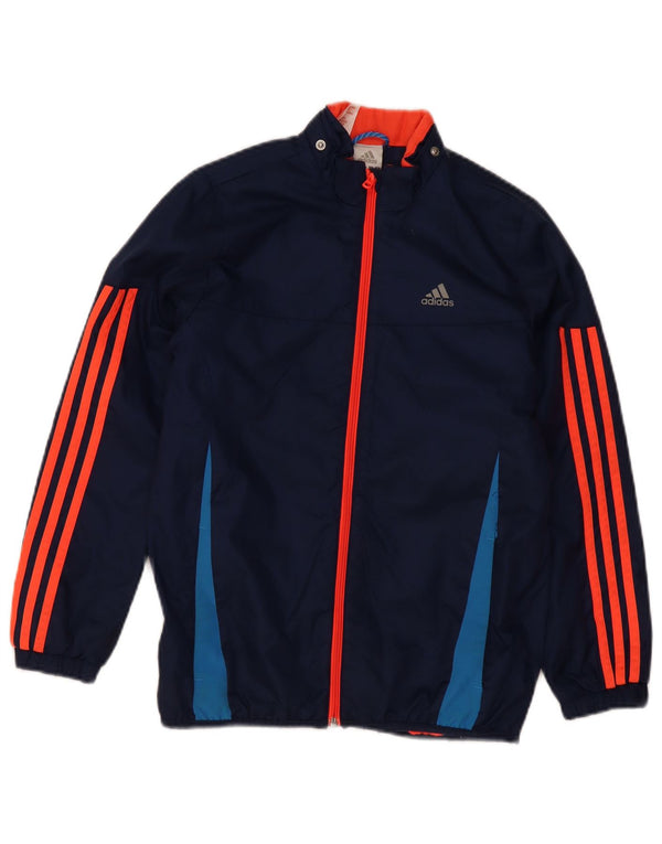 Adidas Boys Windbreaker Jacket 11-12 Years Navy Blue Colorblock Polyamide