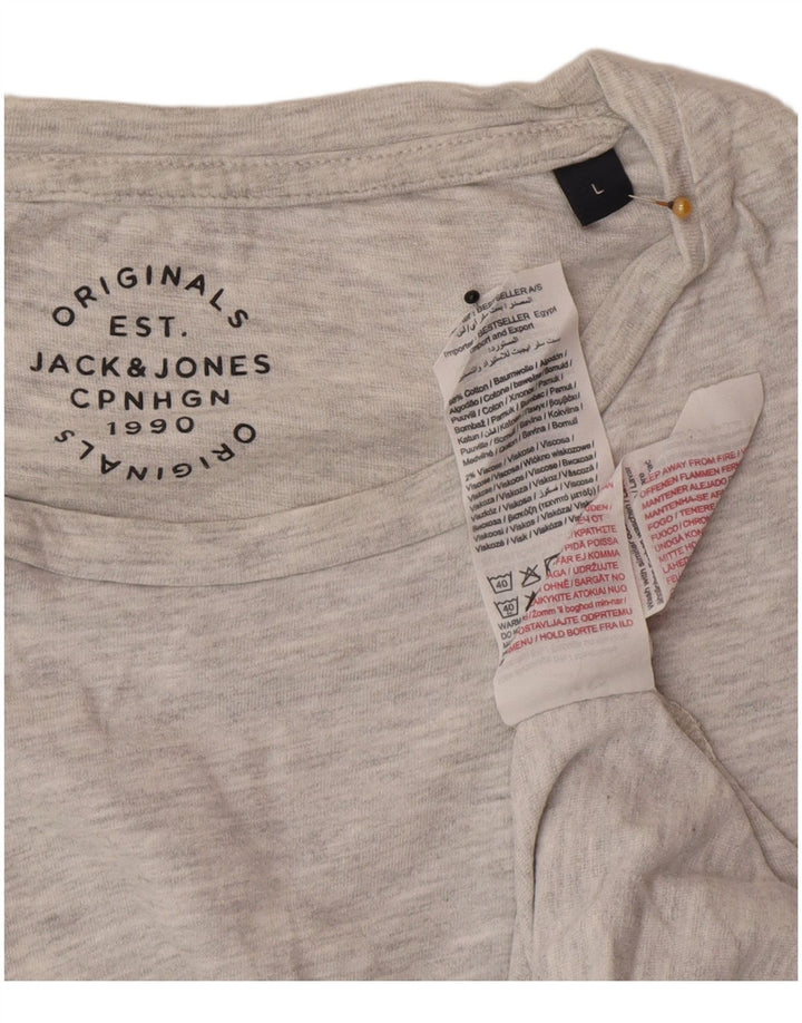 Jack & Jones Ανδρικό T-Shirt Μπλουζάκι με μεγάλο γκρι βαμβάκι