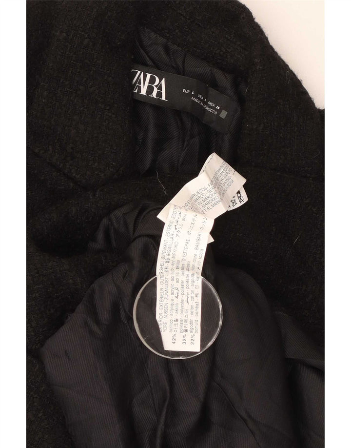 Zara Γυναικείο Μπλέιζερ Διπλό Μπουφάν UK 10 Μικρό Μαύρο Ακρυλικό