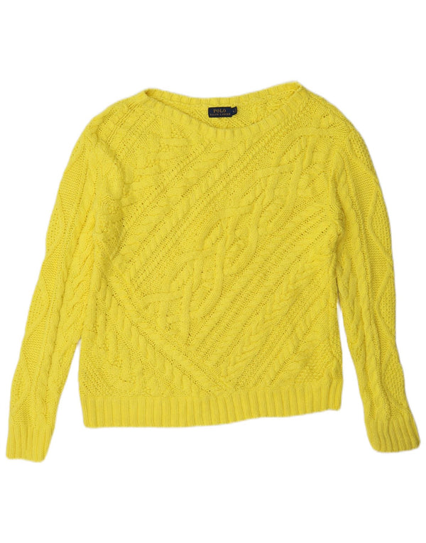 Polo Ralph Lauren Γυναικείο πουλόβερ με λαιμόκαυστο UK 16 μεγάλο κίτρινο βαμβακερό