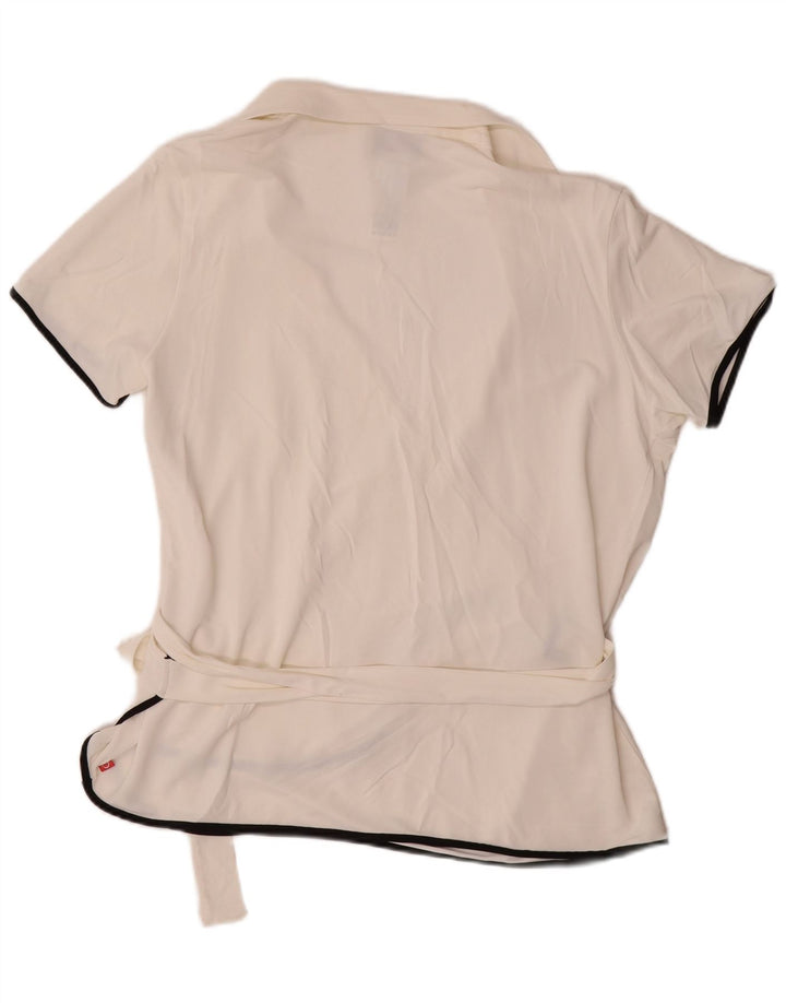 MARINA RINALDI Γυναικείο πουκάμισο με κοντό μανίκι μπλούζα UK 14 μεσαίο λευκό