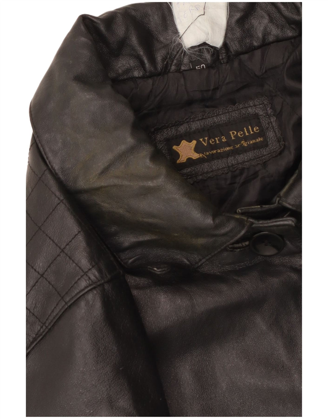 Vintage Γυναικείο Δερμάτινο Παλτό IT 50 XL Μαύρο Δερμάτινο