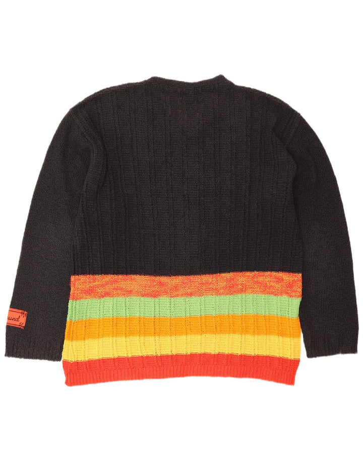 FOXHOUND Ανδρικό πουλόβερ με λαιμόκοψη V-λαιμόκοψη μεγάλο μαύρο βαμβακερό ριγέ