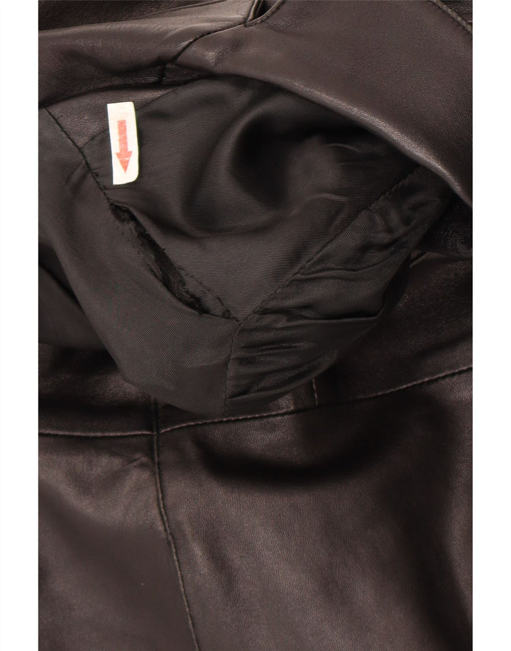 Vintage Γυναικείο Δερμάτινο Παλτό UK 14 Medium Black Leather