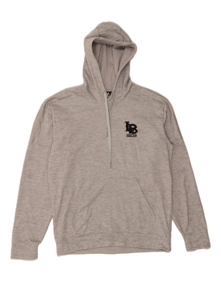 ADIDAS Mens Hoodie Jumper Medium Grey Polyester Vintage Adidas and Second-Hand Adidas from Messina Hembry 