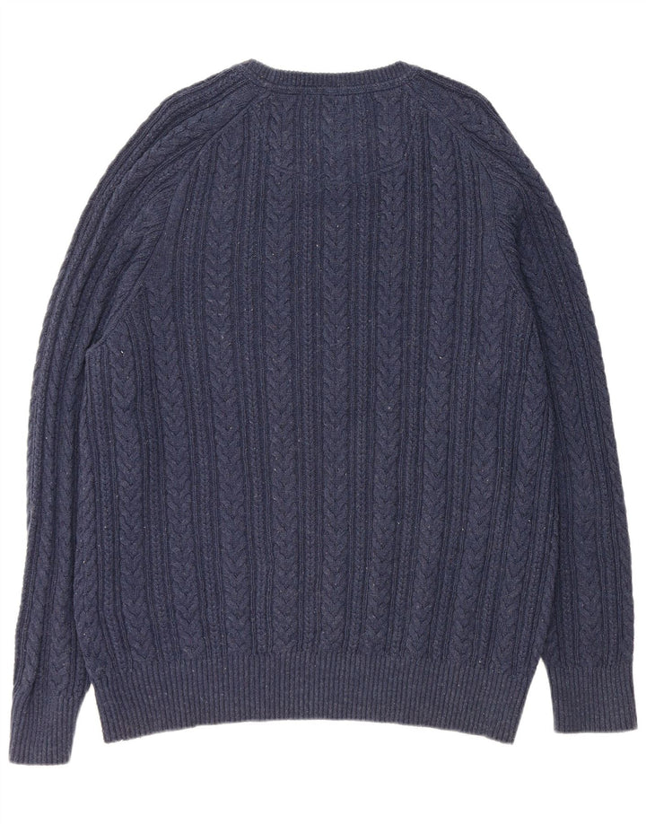 FAT FACE Ανδρικό πουλόβερ με λαιμό σκάφος XL Μπλε ναυτικό βαμβακερό