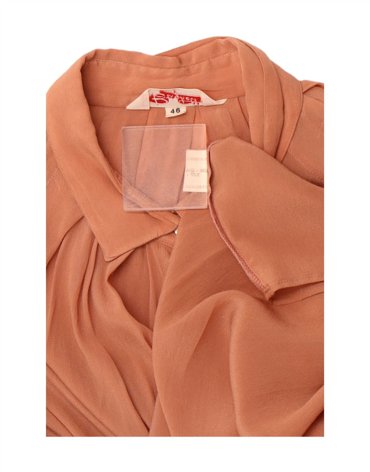 VINTAGE Γυναικείο μακρυμάνικο πουκάμισο μπλούζα IT 46 μεγάλο καφέ