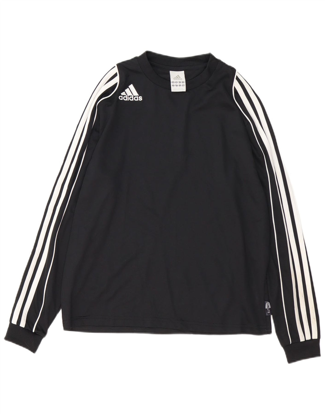 ADIDAS Boys Climalite Top μακριά μανίκια 13-14 ετών Μαύρος πολυεστέρας