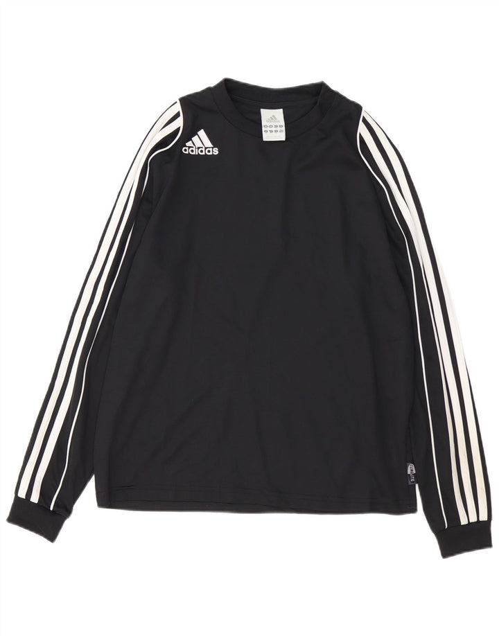 ADIDAS Boys Climalite Top μακριά μανίκια 13-14 ετών Μαύρος πολυεστέρας