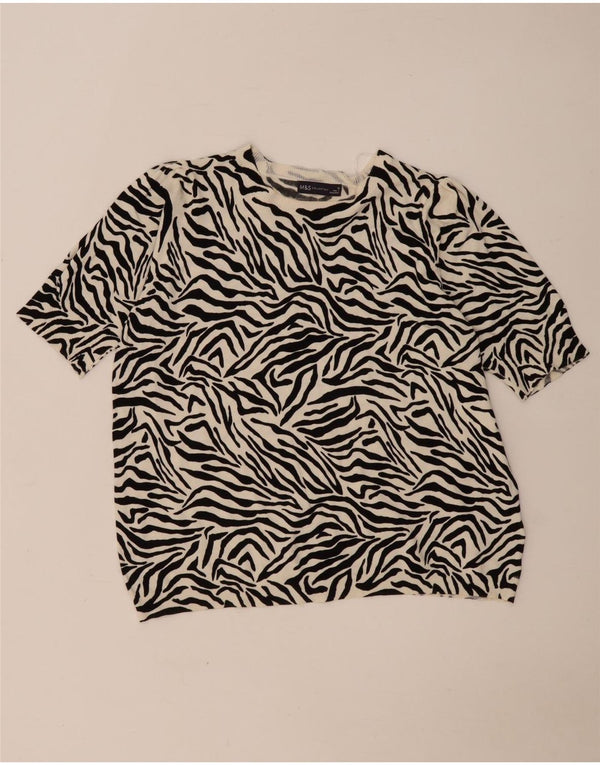 Γυναικεία μπλούζα Marks & Spencer Top UK 18 XL Off White Animal Print Viscose