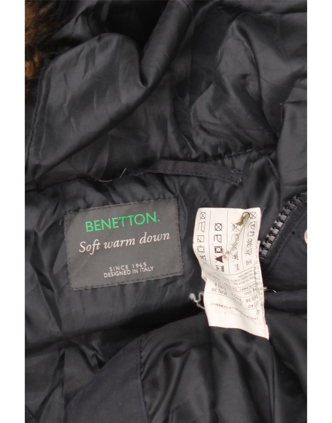 Benetton Γυναικείο παλτό με κουκούλα μεγάλου μεγέθους με επένδυση UK 8 Small Navy Blue
