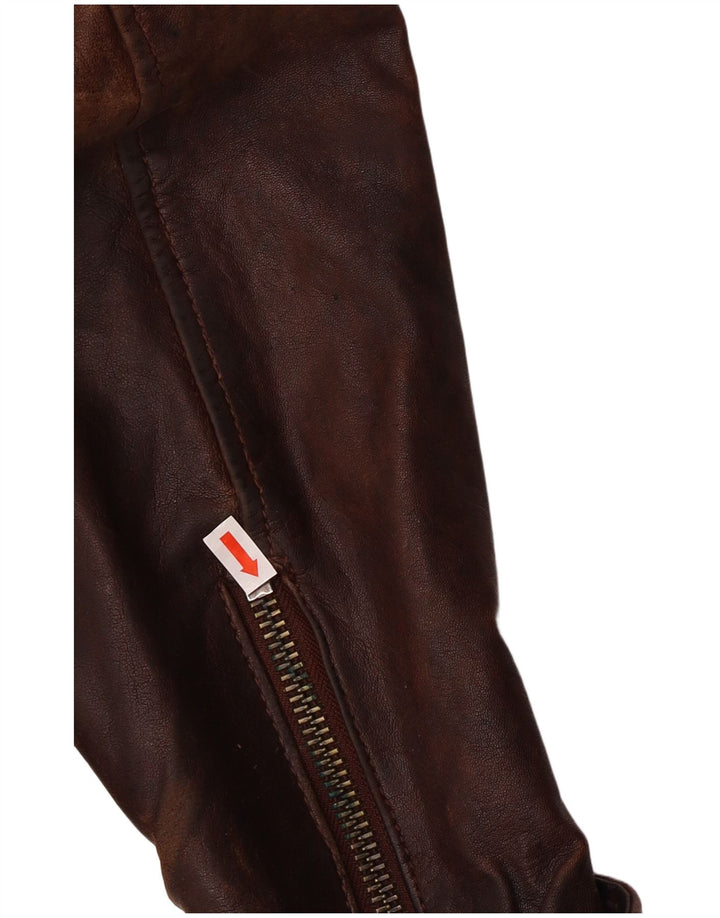 Be Edgy Mens Leather Jacket UK 38 Medium Brown Leather