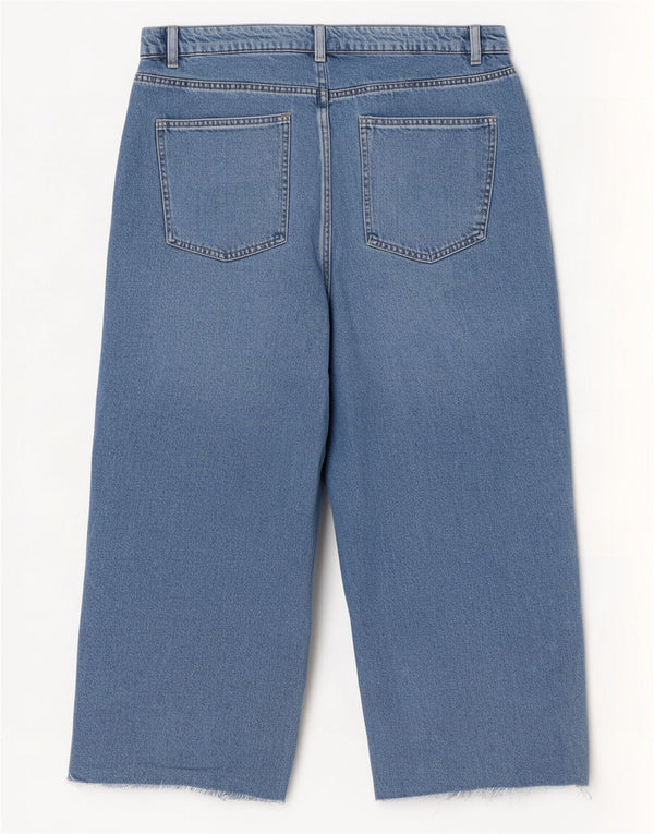 Marks & Spencer Γυναικεία ψηλόμεση τζιν φαρδύ πόδι UK 16 Large W36 L22 Blue