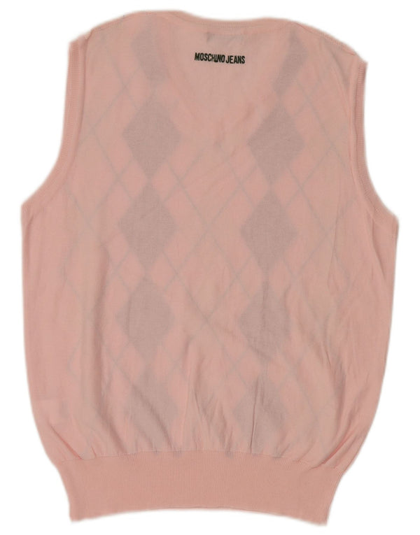 Moschino Γυναικείο γιλέκο Tank Top UK 14 Large Pink Argyle/Diamond Cotton