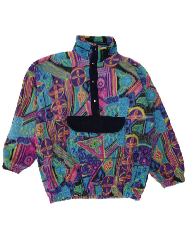 Vintage ανδρικό Anorak Fleece Jumper Μεγάλο Πολύχρωμο Γεωμετρικό Πολυαμίδιο