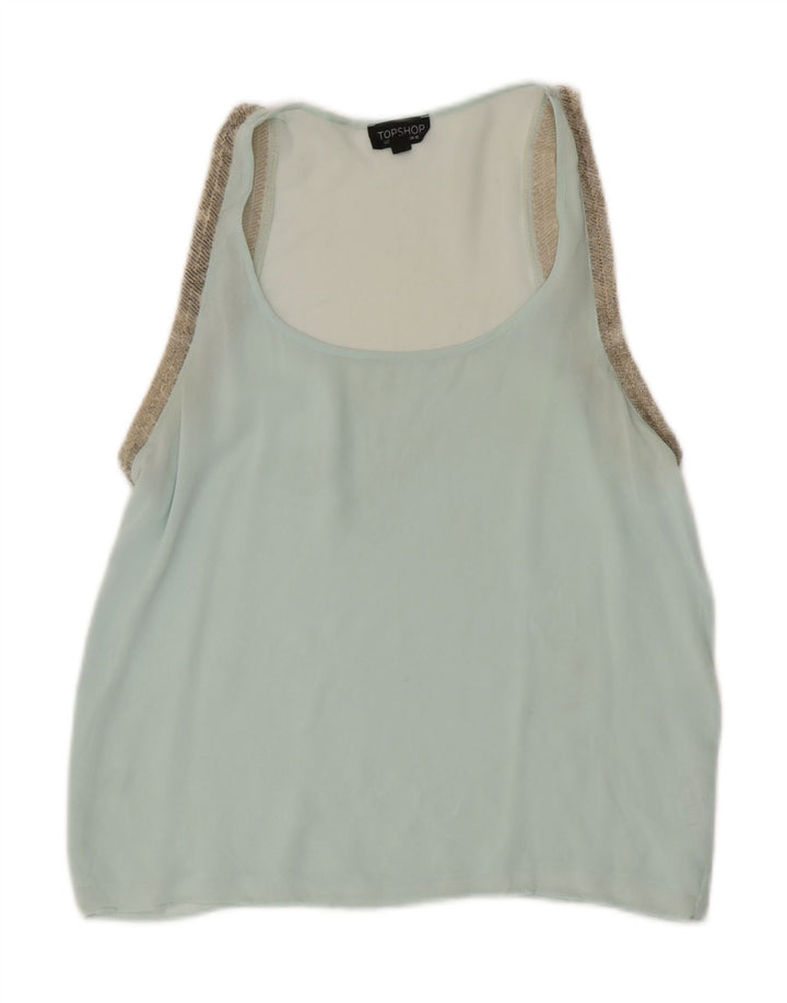 Topshop Γυναικεία Αμάνικη Μπλούζα Top UK 10 Small Blue Polyester