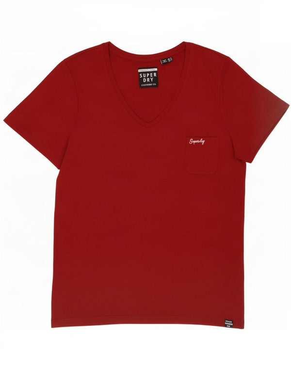 Superdry Γυναικείο T-Shirt Top UK 14 Large Burgundy