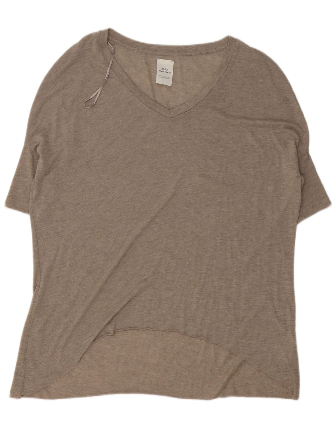 Zara Γυναικείο T-Shirt Oversized Top UK 10 Small Beige Polyester