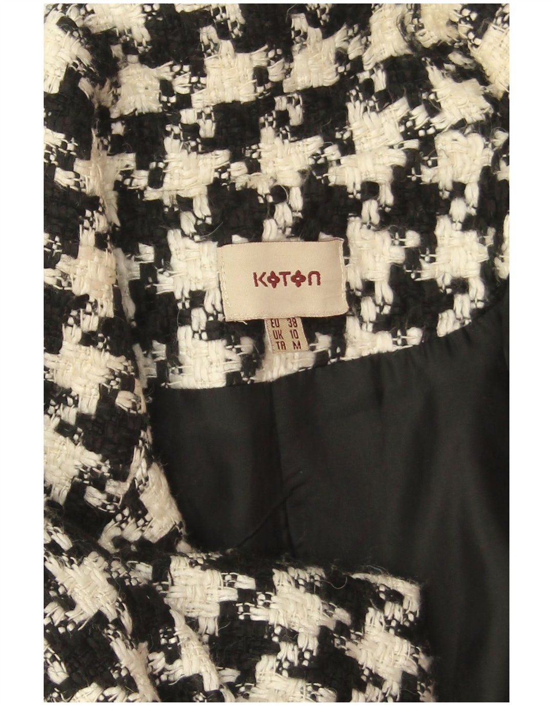 Koton Γυναικείο Πανωφόρι UK 10 Small Black Houndstooth Wool