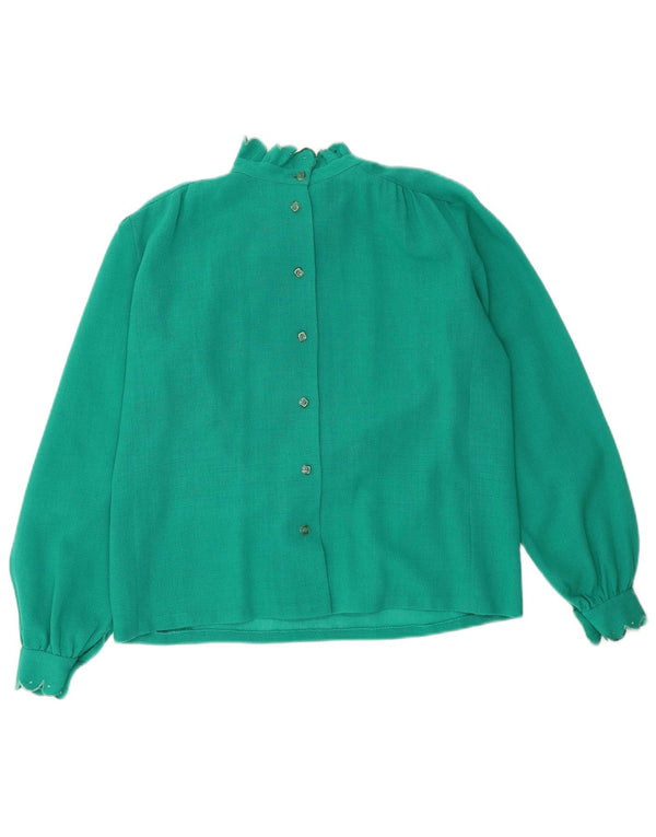 Vintage γυναικείο πουκάμισο μπλούζα UK 16 Large Turquoise