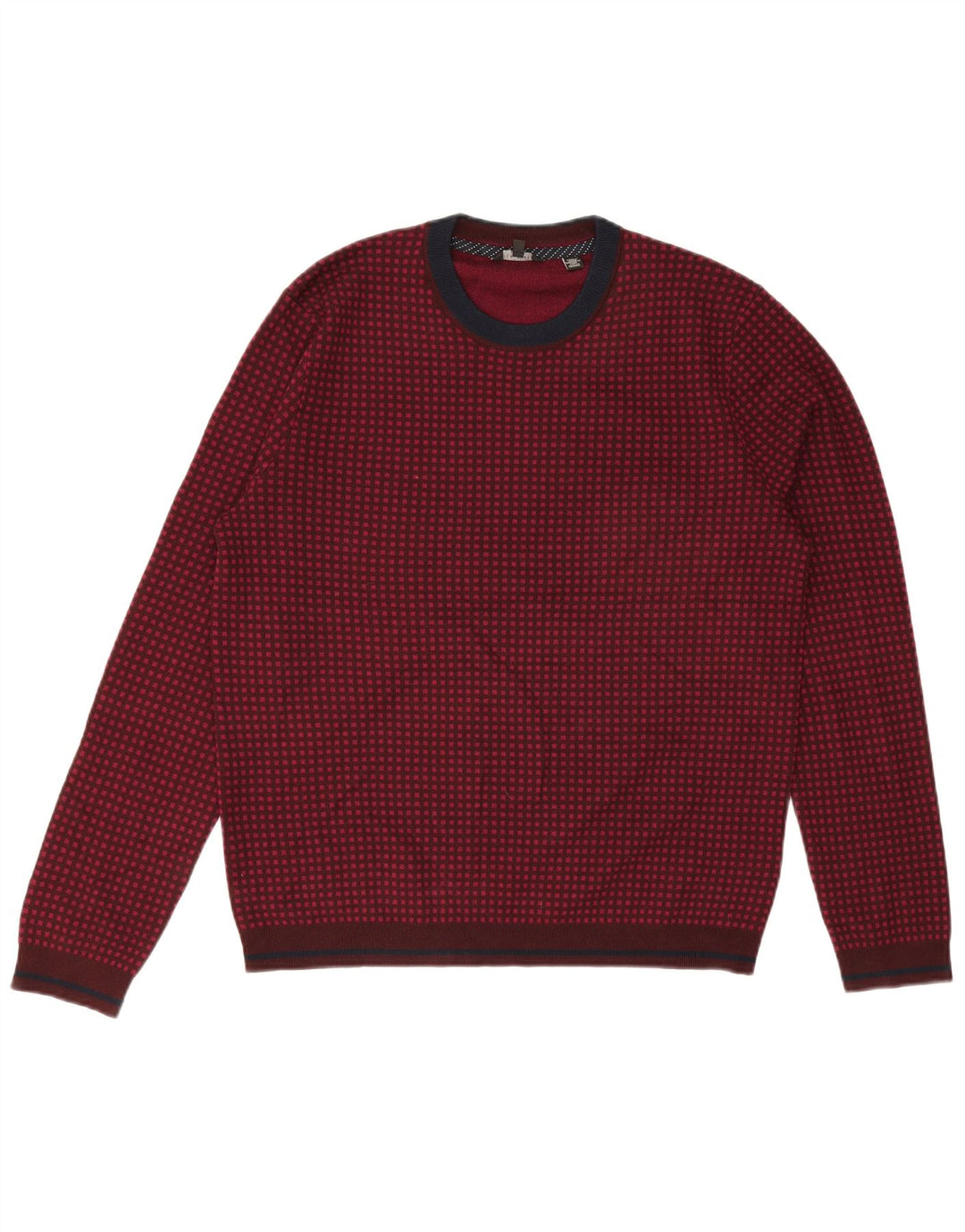 Ανδρικό πουλόβερ με λαιμόκοψη Ted Baker, μέγεθος 5 XL, μπορντό μαλλί