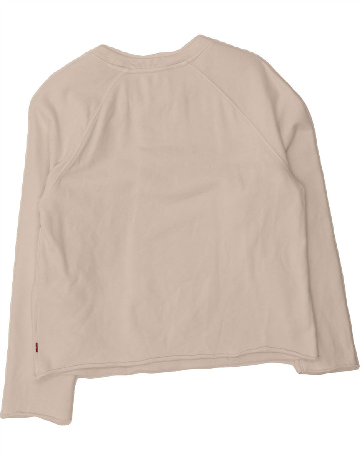 LEVI'S Womens Graphic Crop Sweatshirt Jumper UK 14 Medium Off White Cotton Vintage Levi's and Second-Hand Levi's from Messina Hembry 
