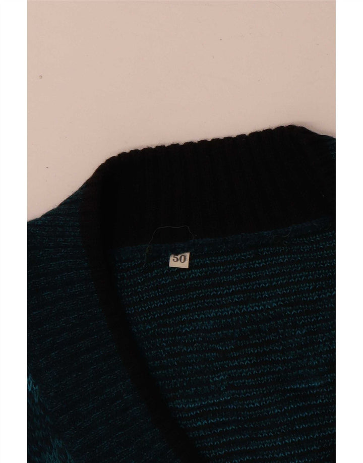 Vintage ανδρικό πουλόβερ με λαιμόκοψη IT 50 Medium Blue Fair Isle