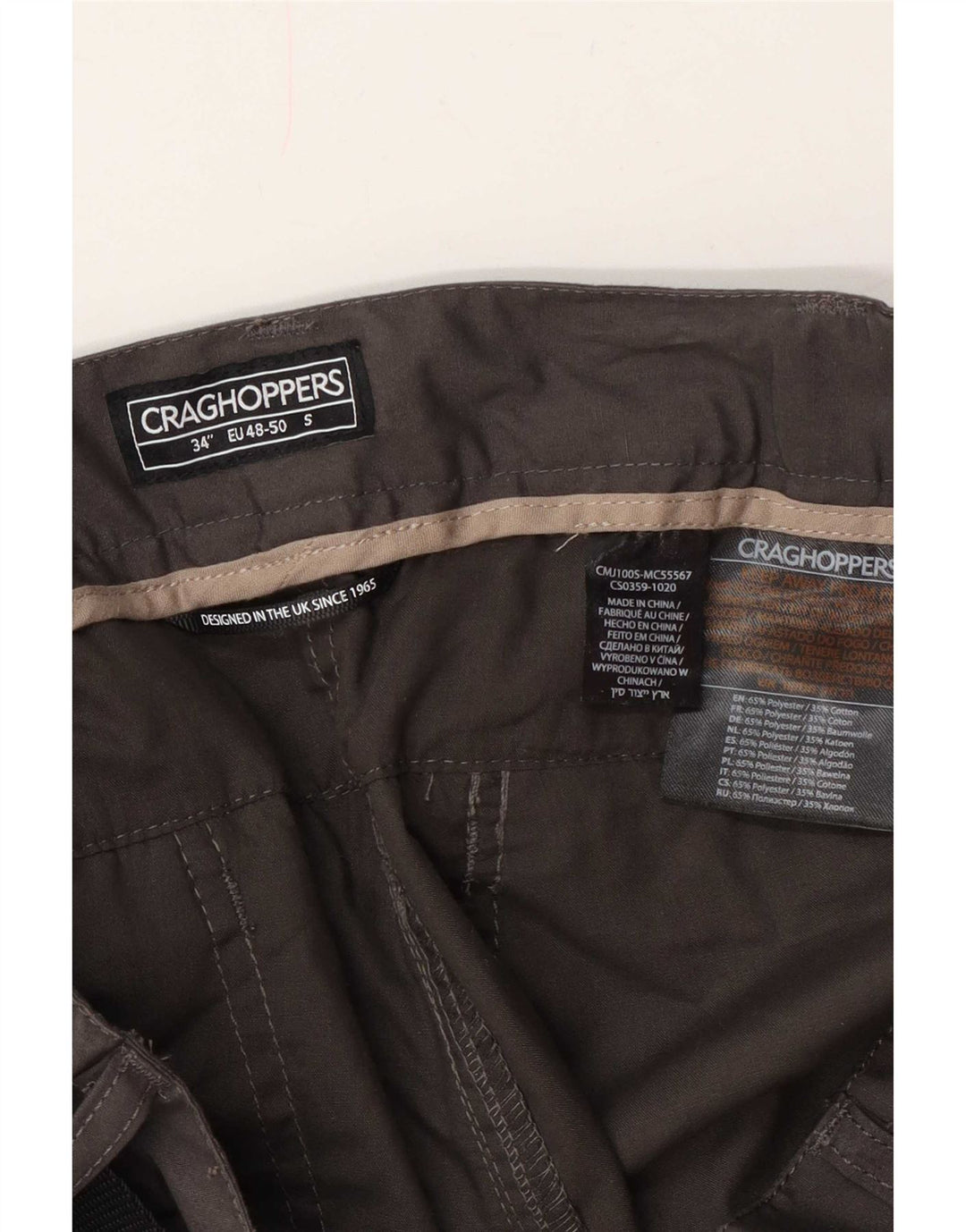 Ανδρικό ίσιο παντελόνι Cargo CRAGHOPPERS W34 L28 Γκρι Πολυεστέρας