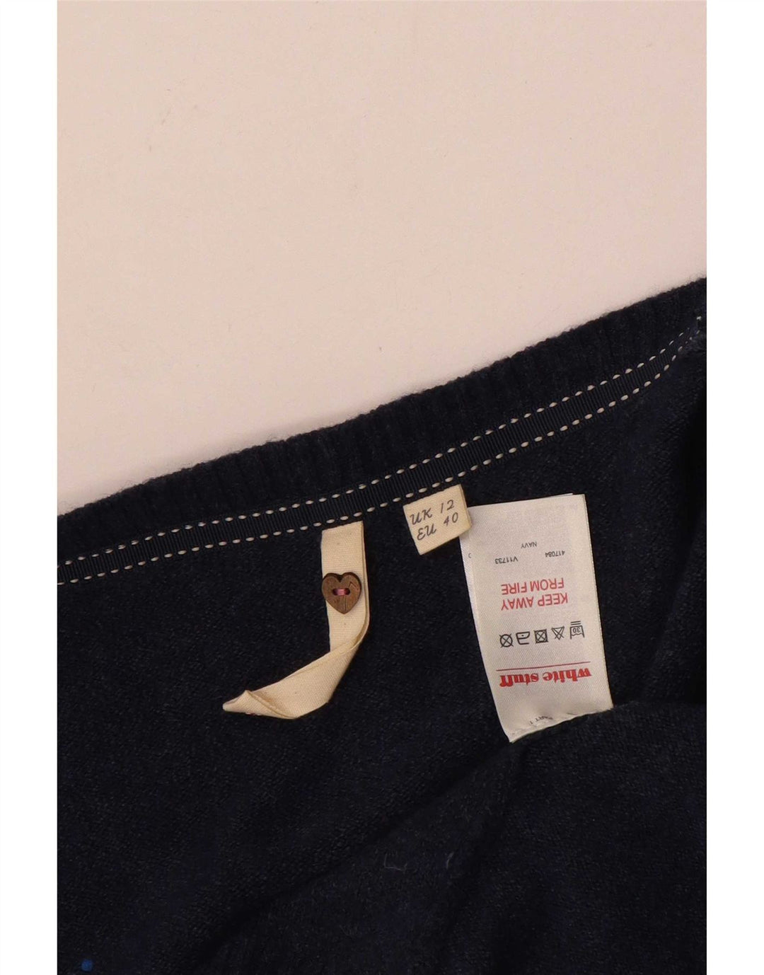 White Stuff Γυναικείο ανοιχτό πουλόβερ UK 12 Medium Navy Blue Nylon