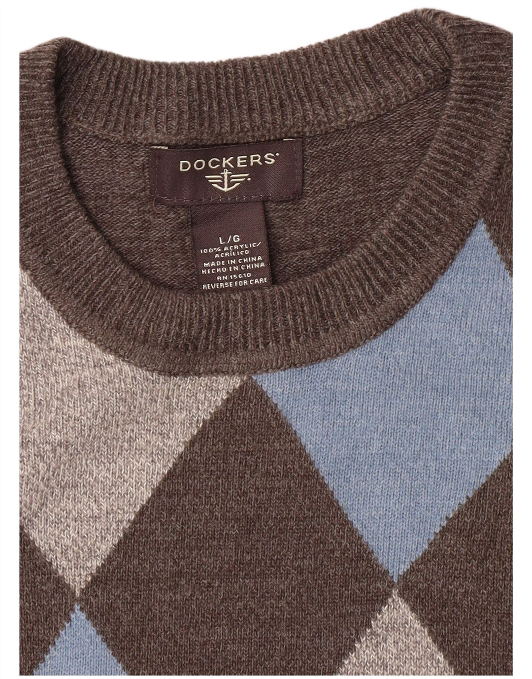 Dockers Ανδρικό πουλόβερ με λαιμόκοψη μεγάλο γκρι Argyle/Ακρυλικό διαμάντι