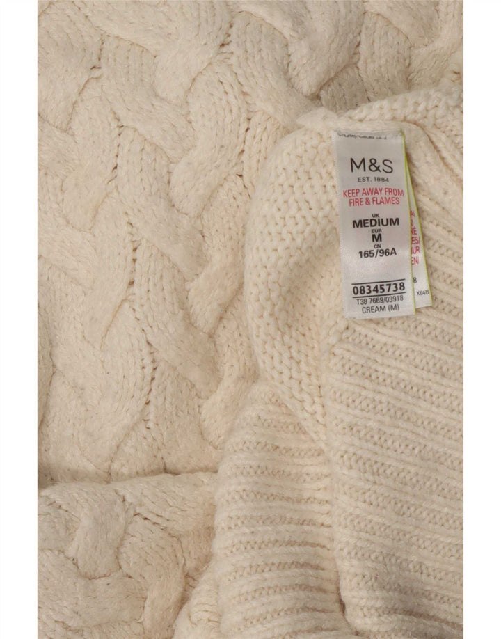 Marks & Spencer Γυναικείο πουλόβερ με λαιμό χελώνα UK 14 Medium Off White Cl