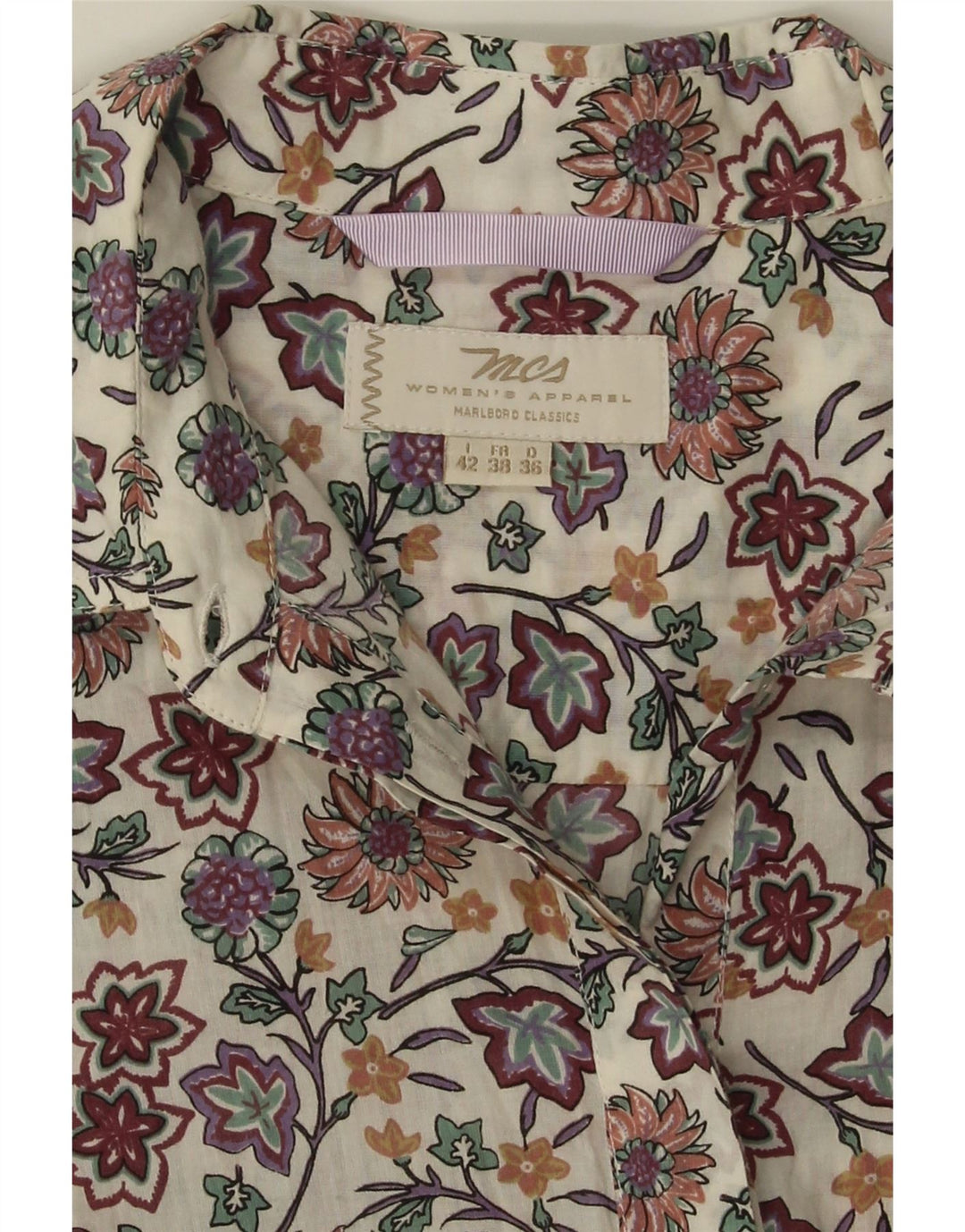 MARLBORO CLASSICS Womens Shirt IT 42 Medium White Floral Cotton Vintage Marlboro Classics and Second-Hand Marlboro Classics from Messina Hembry 