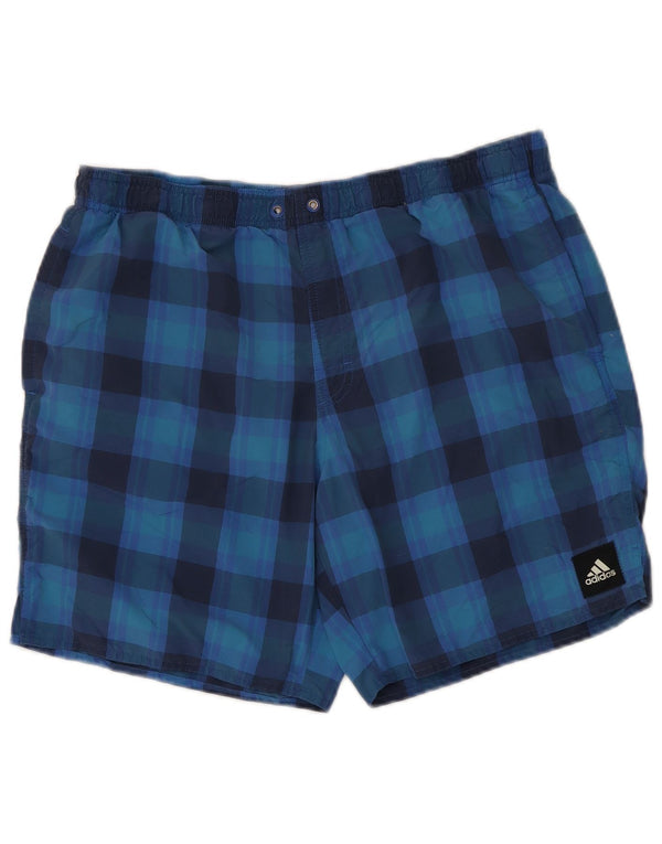 ADIDAS Mens Swimming Shorts Large  Blue Check Nylon