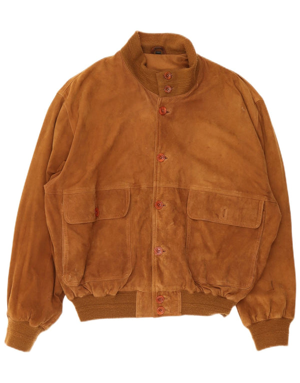 Vintage Ανδρικό Suede Bomber Jacket IT 48 Medium Brown