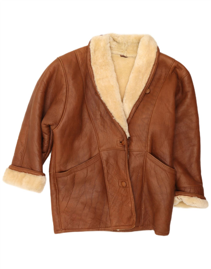 Vintage Γυναικείο Oversized Shearling Jacket US 8 Μεσαίο καφέ δέρμα