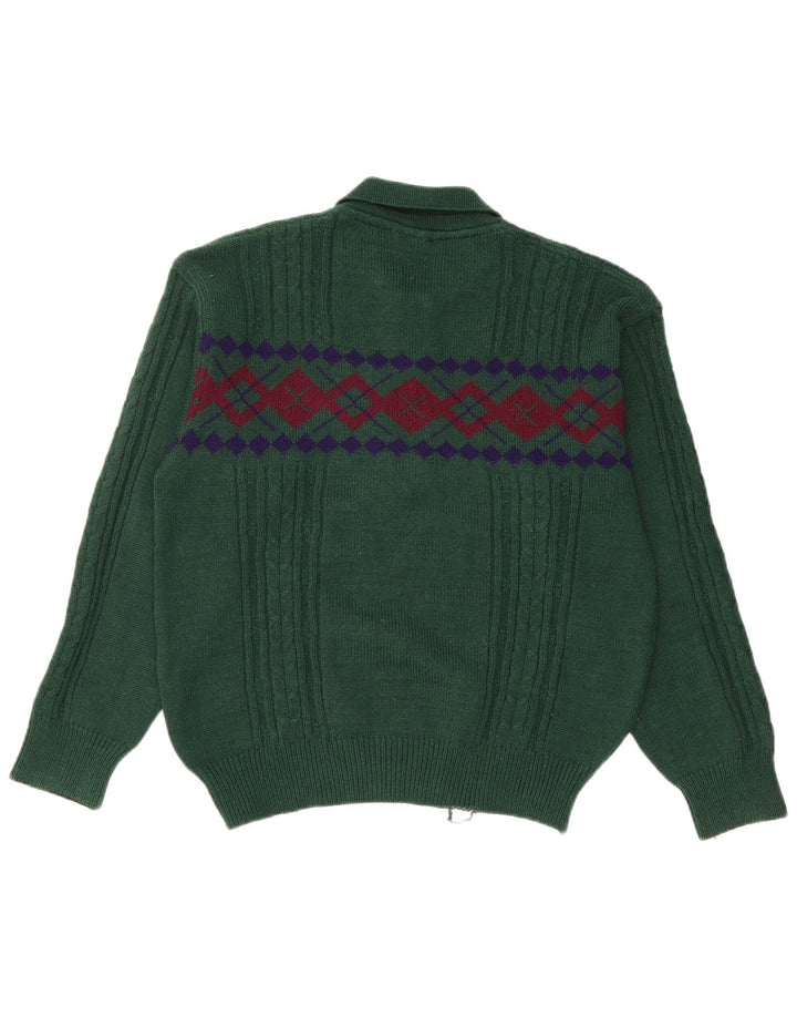 Ανδρικό πουλόβερ με λαιμό πόλο KAPPA με μεσαίο πράσινο γεωμετρικό μαλλί