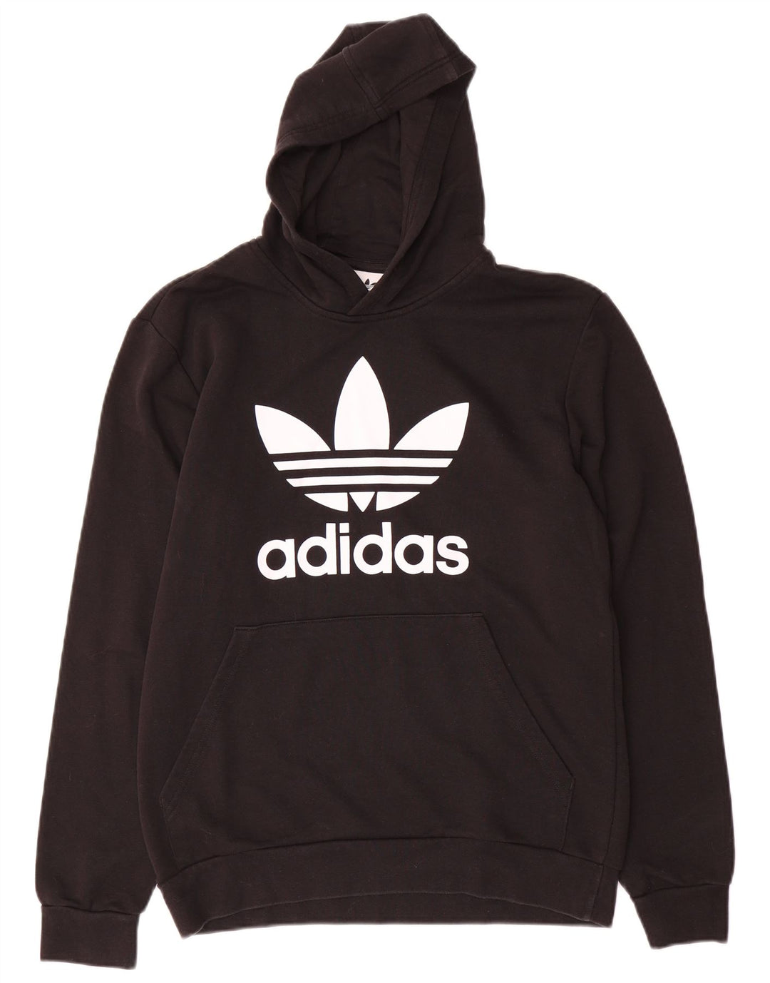ADIDAS Boys Graphic Hoodie Jumper 15-16 Years Black Cotton