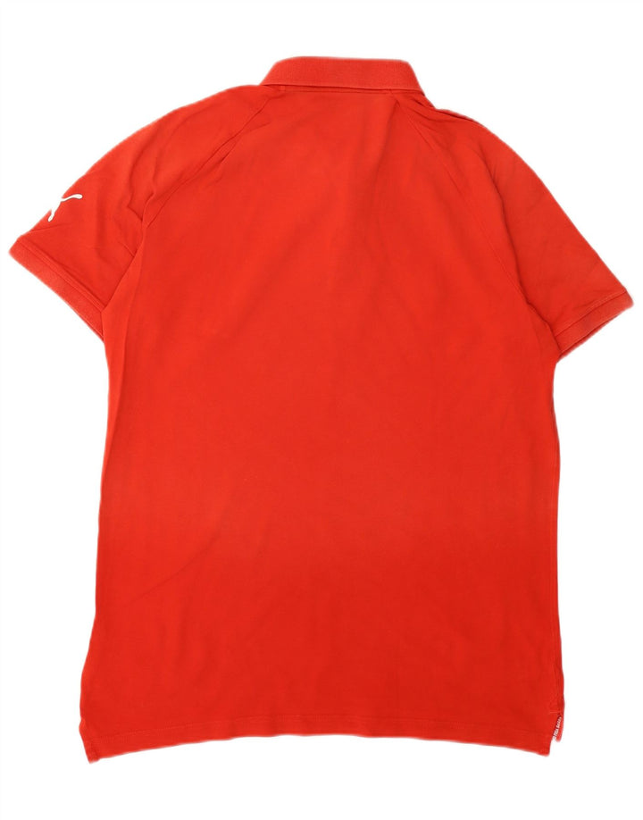 Ανδρικό γραφικό πόλο μπλουζάκι Puma, μεσαίο κόκκινο βαμβακερό αθλητικό