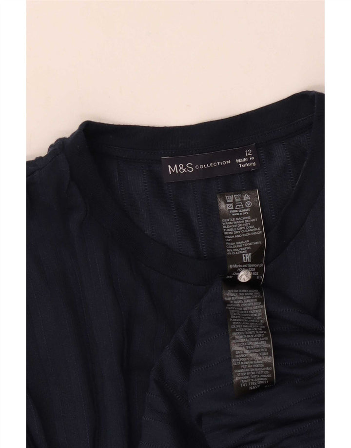 Marks & Spencer Γυναικείο τοπ μακρυμάνικο UK 12 Medium Navy Blue Polyester