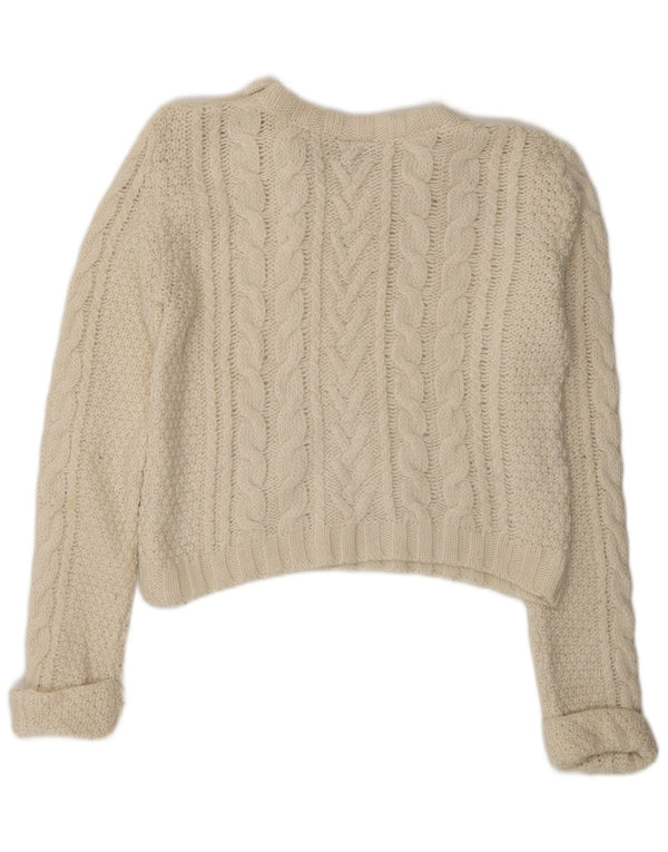 Topshop Γυναικείο πουλόβερ με λαιμόκοψη Crop Crew UK 10 Small Off White