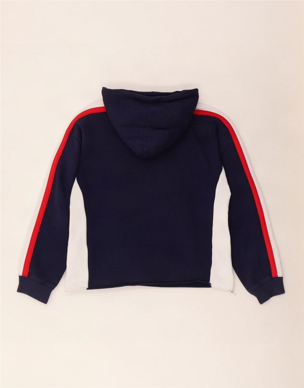 Γυναικείο Levi's Crop Hoodie Jumper UK 14 Medium Navy Blue Colorblock Βαμβακερό