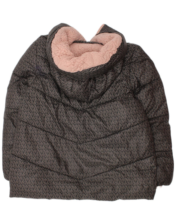 Michael Kors Girls Graphic Hooded Jacket 7-8 Years Black Geometric