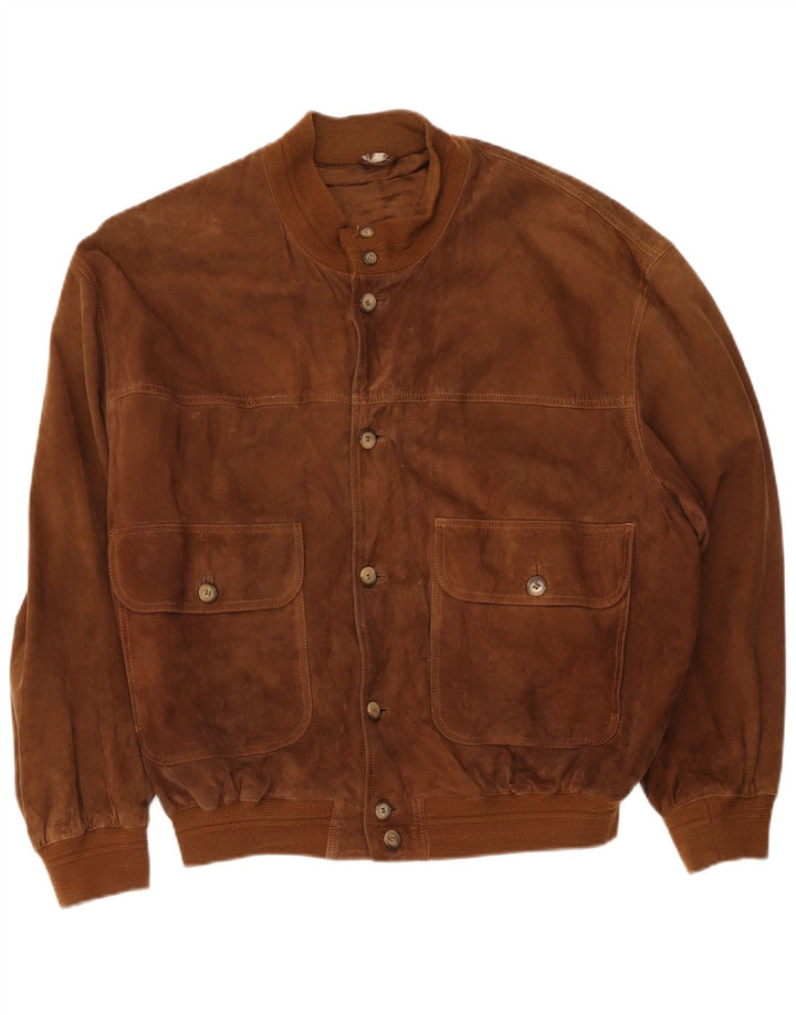 Vintage Ανδρικό Suede Bomber Jacket UK 42 XL Brown