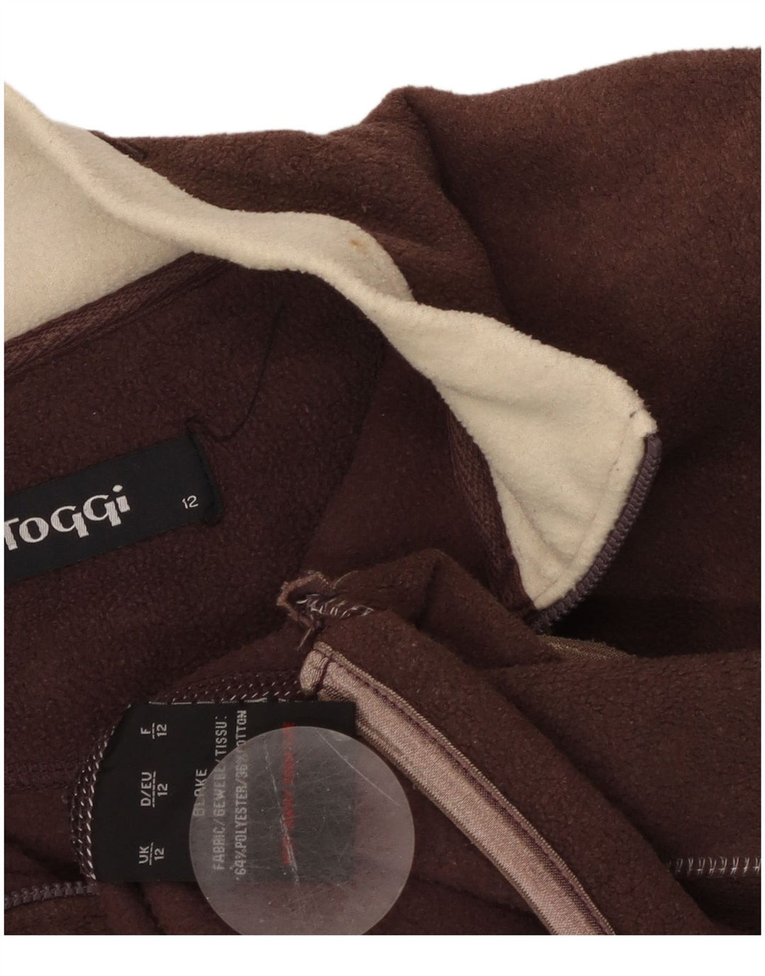 TOGGI γυναικείο φερμουάρ φλις λαιμόκοψη UK 12 μεσαίο καφέ πολυεστέρας