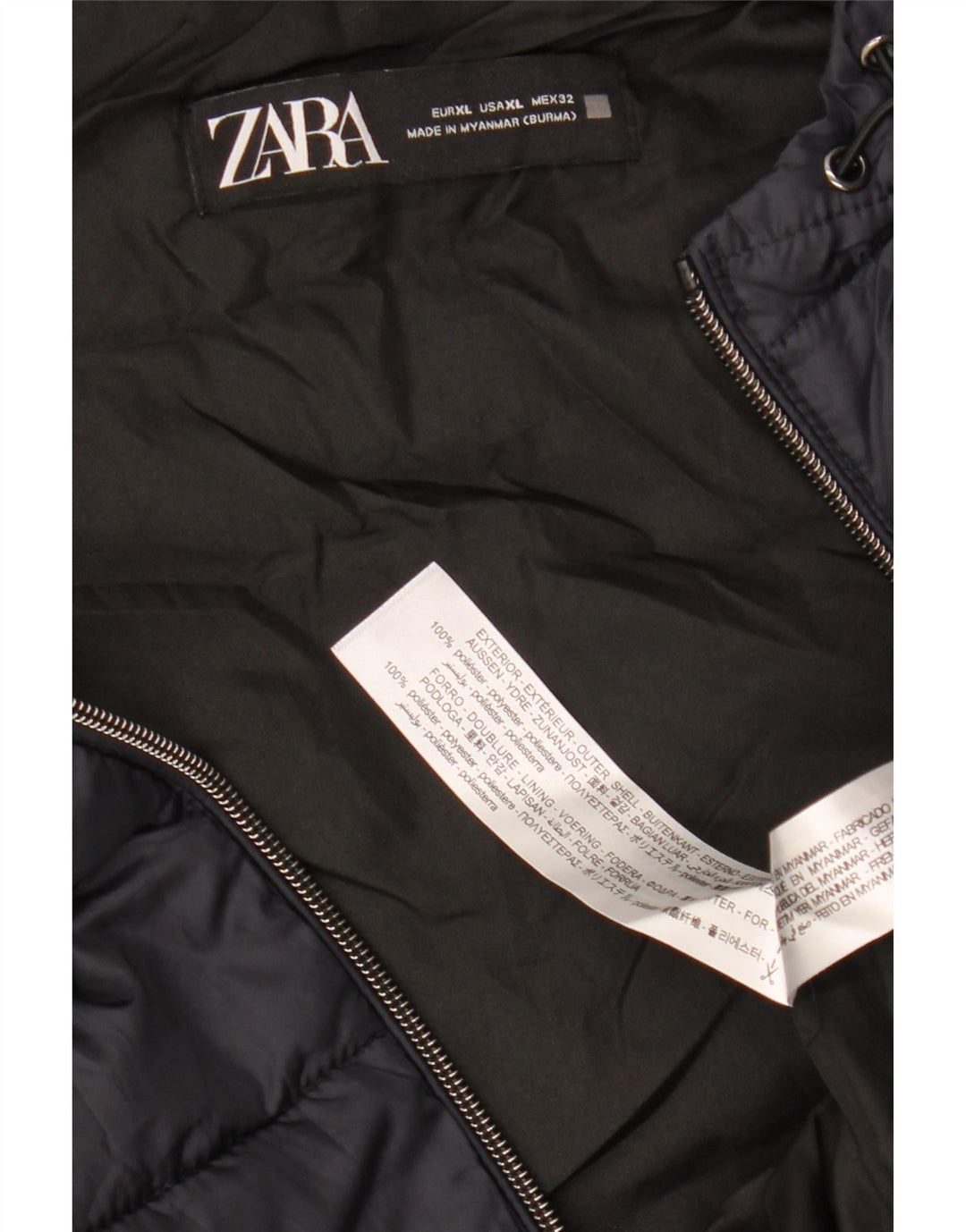 ZARA Γυναικεία κουκούλα με επένδυση Gilet UK 18 XL Navy Blue Polyester